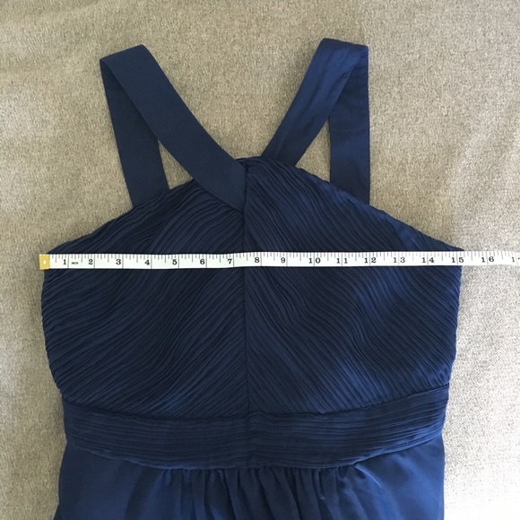 Tevolio Navy chiffon halter gown with pockets - Picture 12 of 17
